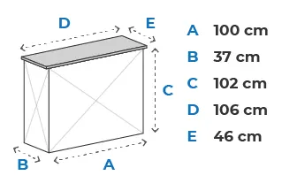 L100 X H102 X W32